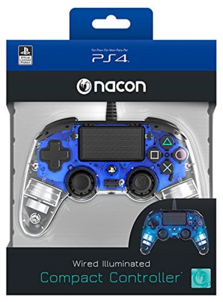 MANDO NACON CON CABLE Y LUCES AZUL PS4